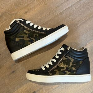 Nine West Black and Cream High-Top Sneakers